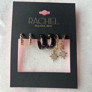 Rachel Roy Black & Gold Earring Set
